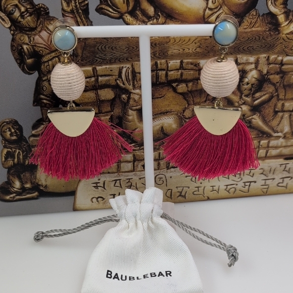 BaubleBar Pink and Gold Statement Earrings - Picture 1 of 4